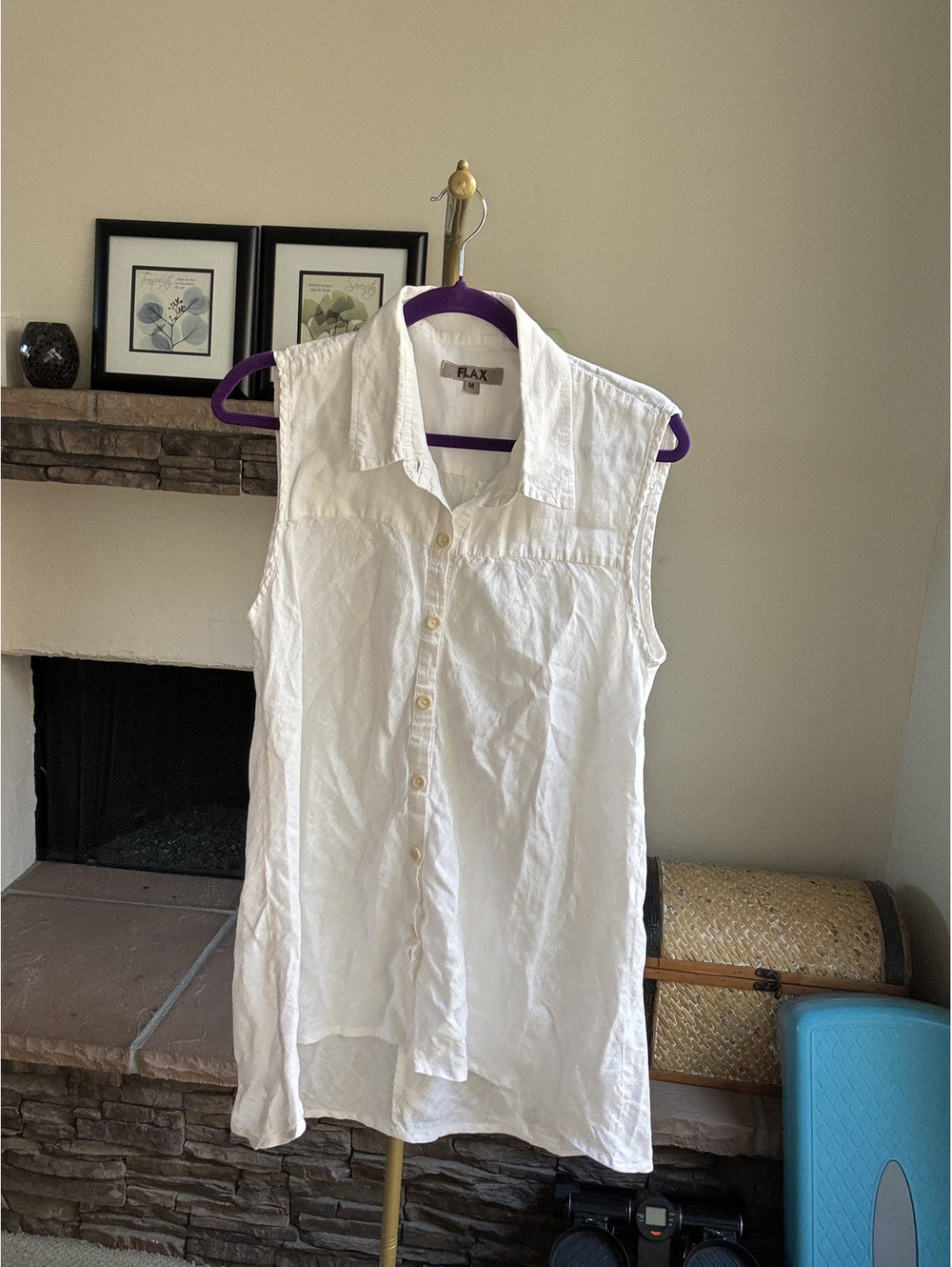 Flax Sleeveless white linen tunic Size Medium